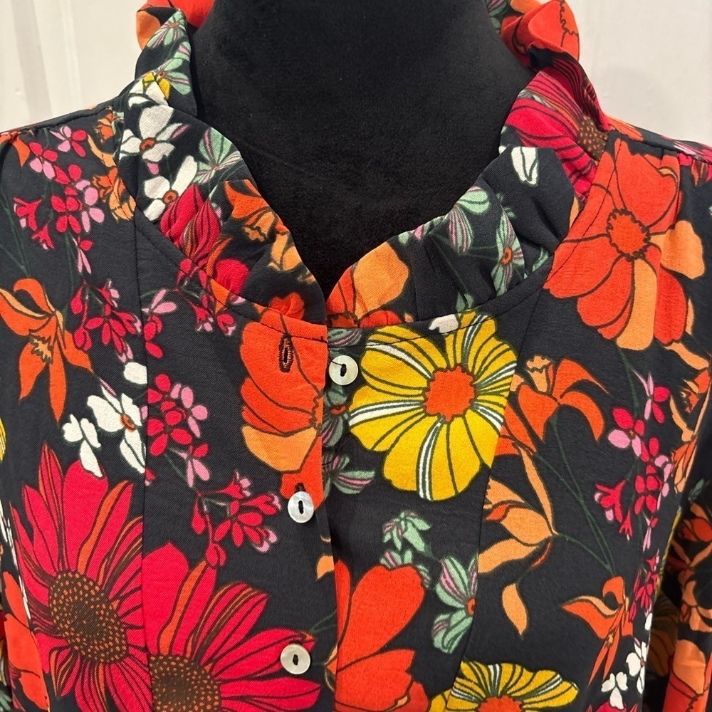 Michelle McDowell Nwt Rn# 47193 Vintage Petals Ash Floral Karis Dress Sz Large - Picture 3 of 9